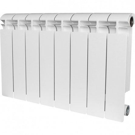 Радиатор биметаллический STOUT ALPHA 350 8 секций боковое подключение (белый RAL 9016) фото 1