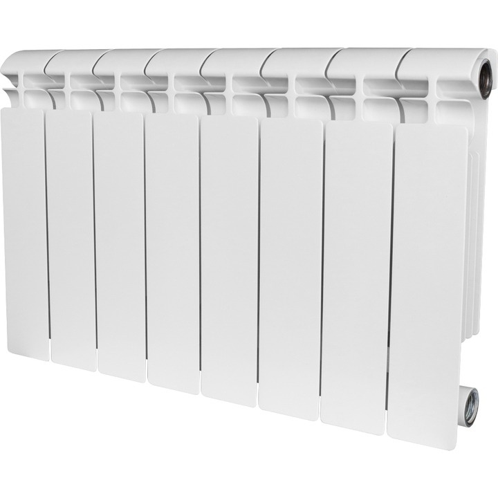 Радиатор биметаллический STOUT ALPHA 350 8 секций боковое подключение (белый RAL 9016) фото 1