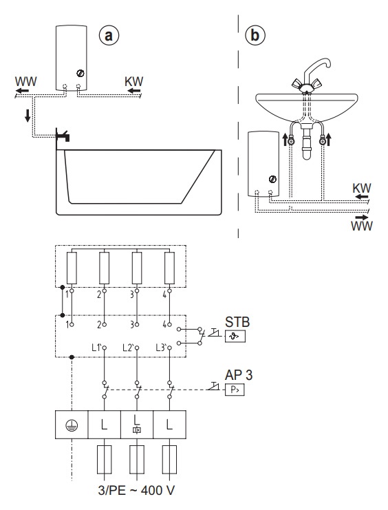 Проточный электрический водонагреватель AEG DDLE LCD 18/21/24 380v фото 3