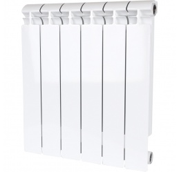 Радиатор биметаллический STOUT ALPHA 500 6 секций боковое подключение (белый RAL 9016)