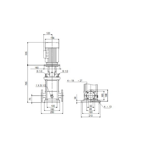 Вертикальный многоступенчатый насос Grundfos CR 3-12 A-FGJ-A-E-HQQE фото 2
