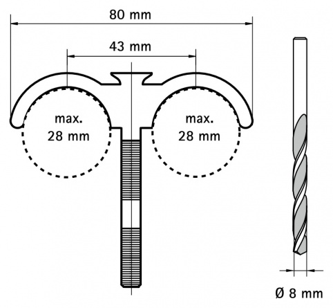Дюбель крюковой Walraven BIS 115 мм для двух труб до 28 мм (арт. 0852280) фото 2