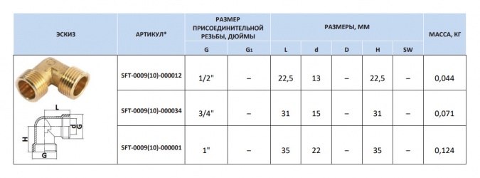 Угольник с наружной резьбой STOUT НН 3/4