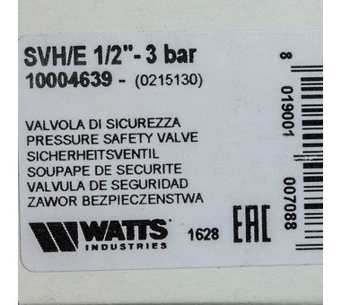 Watts  SVH 30 -1/2 Предохранительный клапан для систем отопления 3 бар фото 6