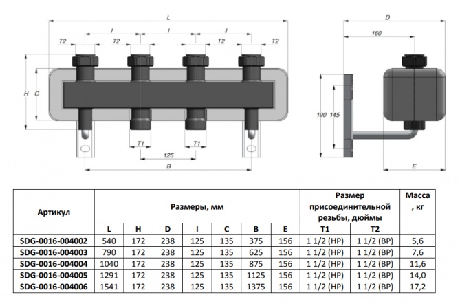 Коллектор распределительный STOUT стальной на 6 отопительных контуров в теплоизоляции DN 32 SDG-0016-005006 фото 2