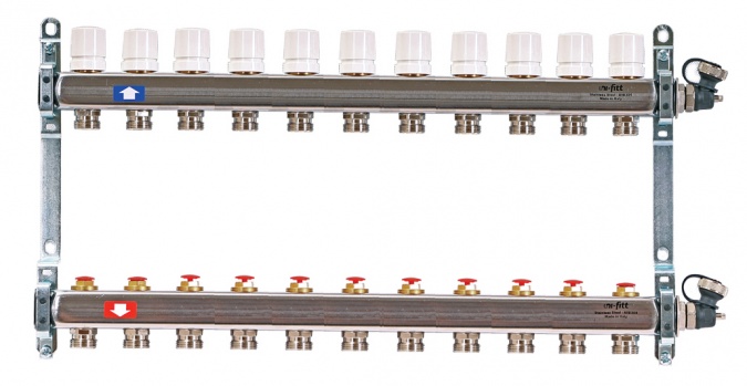 Коллектор распределительный Uni-Fitt 1 11 выходов, с регулировочными и термостатическими вентилями 451I4311