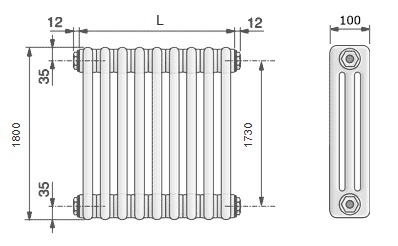 Радиатор стальной трубчатый Zehnder Charleston 3180 10 секций с боковым подключением фото 3