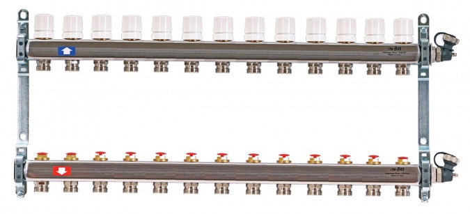 Коллектор распределительный Uni-Fitt 1 13 выходов, с регулировочными и термостатическими вентилями 451I4313