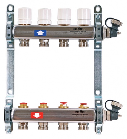 Коллектор распределительный Uni-Fitt 1 4 выхода, с регулировочными и термостатическими вентилями 451I4304