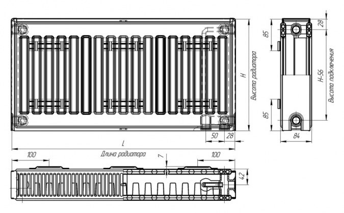 Радиатор стальной панельный Лидея тип 21 ЛК 300/1400 с боковым подключением фото 3