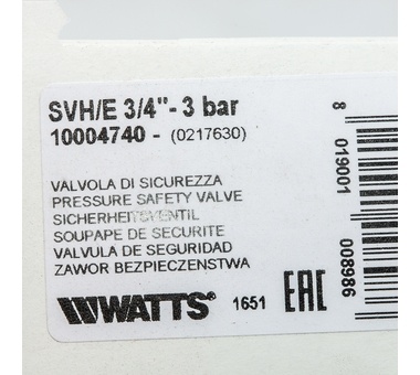 Watts  SVH 30-3/4 Предохранительный клапан для систем отопления 3 бар фото 6