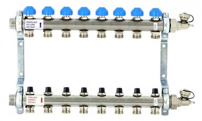Коллектор распределительный Uni-Fitt Н 1 8 выходов с регулировочными и термостатическими вентилями 456W4308
