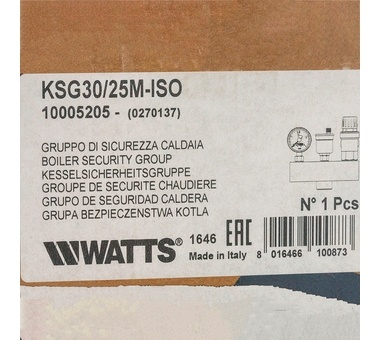 Watts  KSG 30/25M-ISO2 Группа безопасности в теплоизоляции 3 бар (до 200 кВт) фото 9