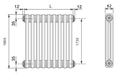 Радиатор стальной трубчатый Zehnder Charleston Completto 2180 4 секции с нижним подключением фото 3
