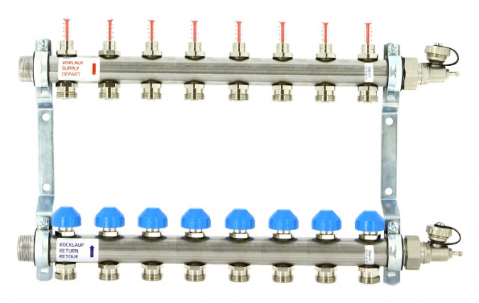 Коллектор распределительный Uni-Fitt Н 1 8 выходов, с расходомерами и термостатическими вентилями 455W4308