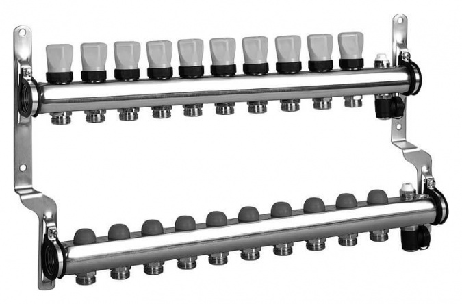 Коллектор распределительный Meibes 1 на 10 контуров, с термовставками RW 1794130
