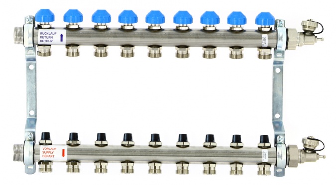 Коллектор распределительный Uni-Fitt Н 1 9 выходов с регулировочными и термостатическими вентилями 456W4309