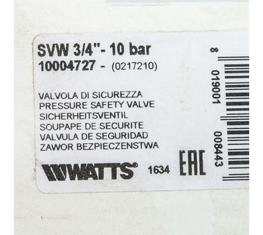 Watts  SVW 10-3/4 Предохранительный клапан вр 3/4