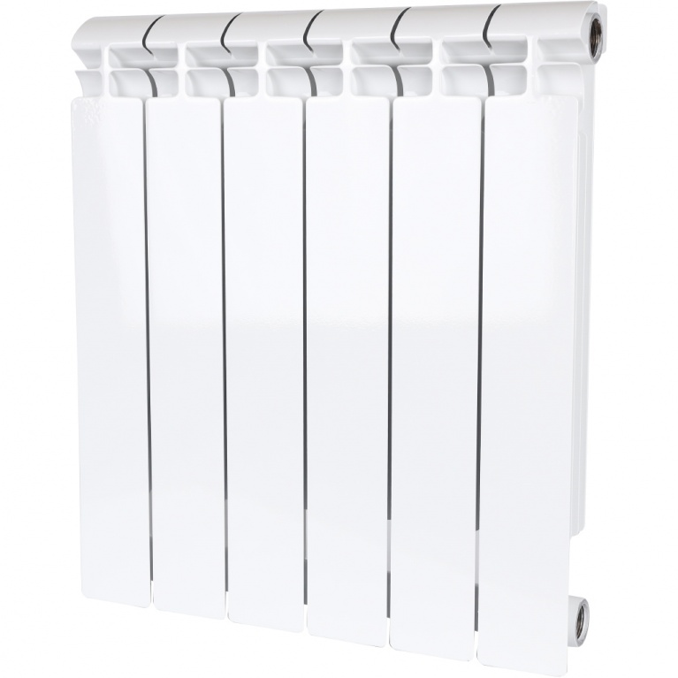 Радиатор биметаллический STOUT ALPHA 500 6 секций боковое подключение (белый RAL 9016) фото 1