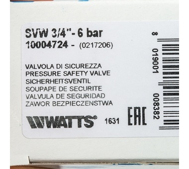 Watts  SVW 6*3/4 Предохранительный клапан для систем водоснабжения 6 бар фото 6