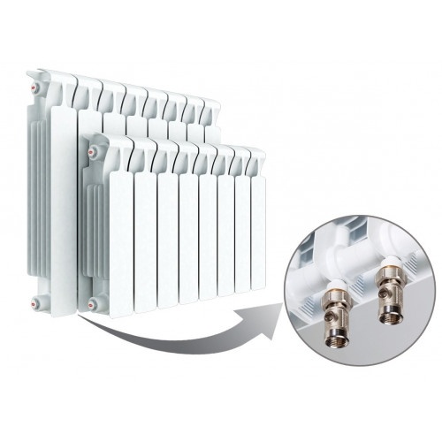 Биметаллический радиатор Rifar Monolit Ventil 500/12 секций/50мм с нижним правым подключением фото 1