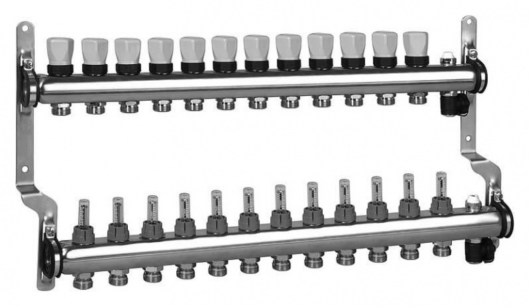 Коллектор распределительный Meibes 1 на 12 контуров, с расходомерами RW 1794152