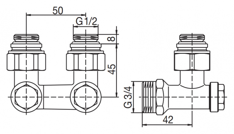 Вентиль Oventrop Мultiflex V ZB 1016292 1/2 AGx3/4 AG угловой с преднастройкой фото 2