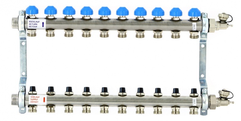 Коллектор распределительный Uni-Fitt Н 1 10 выходов, с регулировочными и термостатическими вентилями 456W4310