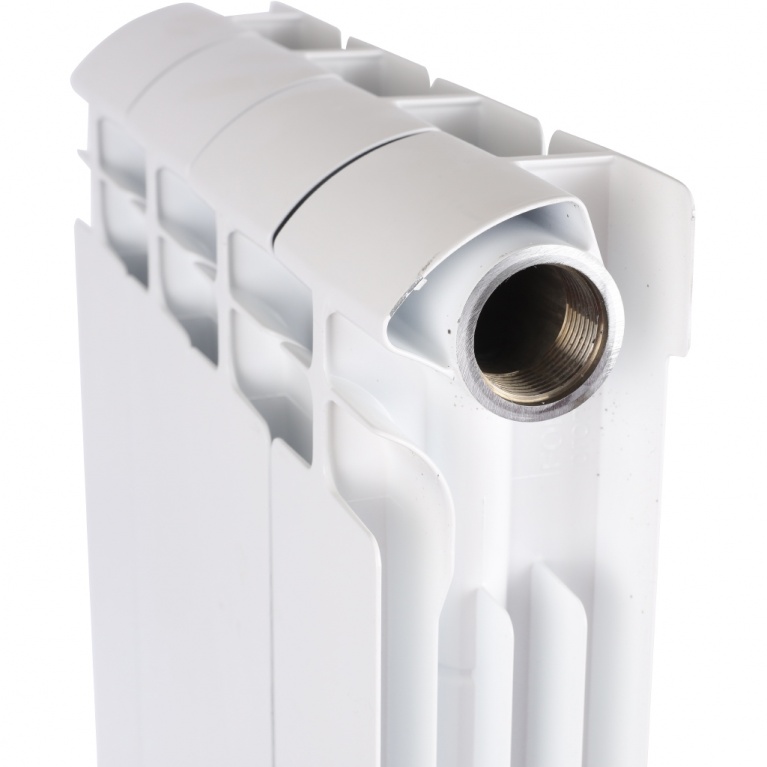 Радиатор биметаллический STOUT ALPHA 500 8 секций боковое подключение (белый RAL 9016) фото 4